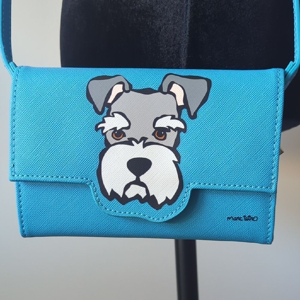 Stylish Blue Crossbody Bag with Dog Design